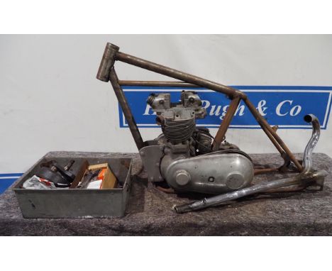 Triumph 5T engine. S/n 5T14622. Spares and homemade frame