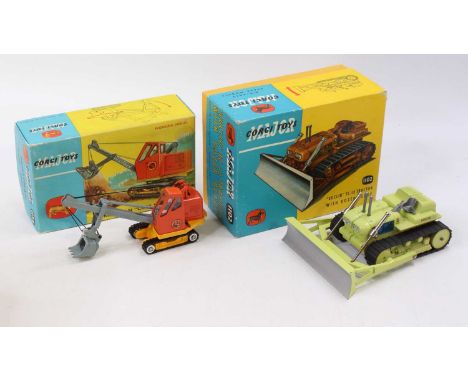 Corgi toys group of Two models to include; No. 1128, Priestman Cub shovel comprising of red and yellow body with grey boom ar