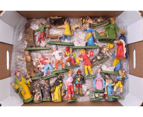 A collection of vintage large scale italian hard and soft plastic figurines - rural life , folk and nativity figures by FONTA