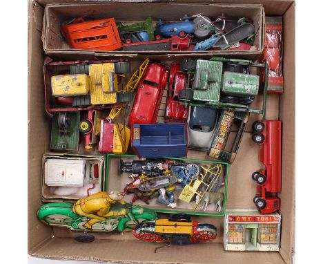 One tray containing an interesting selection of various diecast, tinplate and lead hollow cast miniatures, to include a Moko 