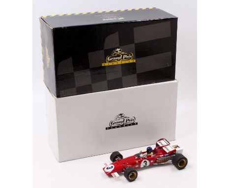 An Exoto Grand Prix Classics 1/18 scale model of a Ferrari Formula One 312B, 1970 Mexico Grand Prix winner Jacky Ickx, housed