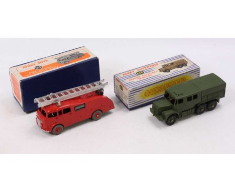 Dinky Toys group of Two models to include; No. 555 fire engine with extending ladder comprising red body with red plastic hub