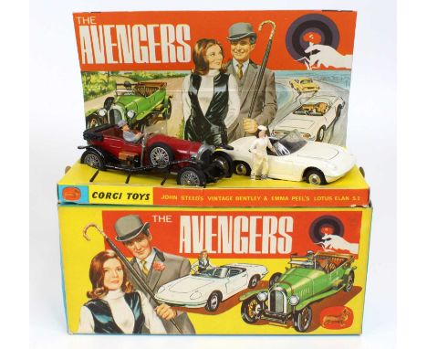 Corgi Toys gift set No. 40 The Avengers comprising of John Steed's vintage red Bentley (near mint) and Emma Peel's Lotus Elan