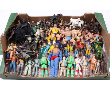 A tray of action figures including Mego batman 1974, Mego Joker 1974 bendy, vintage Ghostbusters1980s (9) star wars (2) inc c