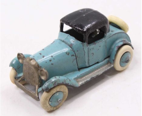 A Taylor &amp; Barrett No. 116 pre-war lead coupe, comprising light blue body with black roof, matching light blue hubs with 