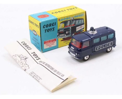 A Corgi Toys No. 464, Police Van, comprising dark blue body with red interior, removable rear section to reveal lighting box,