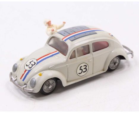 A Tekno No. 819 Herbie Volkswagen racing car comprising grey body with blue, white &amp; red racing stripe, grey roof and rac