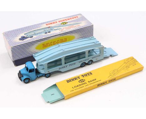 Dinky Toys No. 982 Pullmore car transporter with detachable loading ramp, housed in the original blue &amp; white Supertoys b