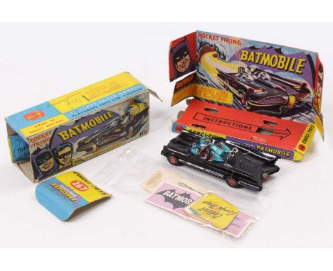 A Corgi Toys No.267 First Type Batmobile housed in the original box with instruction leaflet, four missiles, instruction leaf
