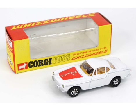 Corgi Toys, 201, The Saints Volvo, white body, yellow interior, white saint logo on red label, whizzwheels version, in the or