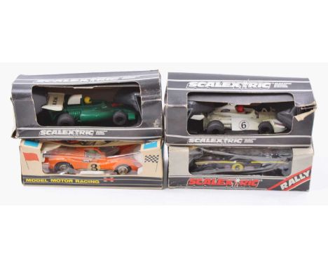 Scalextric Tri-ang Group of Four Models to include; C.051 Yardley B.R.M P.160 in Green body, C.120 Martini Brabham BT 44B In 