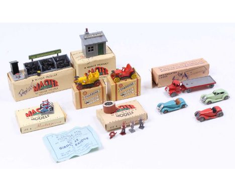 A collection of Britains, Charbens and Wardie miniature series vehicles and 00 gauge accessories, to include a Britains Lilip