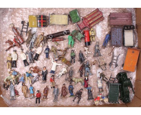 One tray containing a quantity of Britains, Taylor &amp; Barrett &amp; Dinky small scale lead hollow cast figures, mixed civi