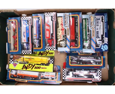 One tray containing a quantity of Matchbox Convoy and Team Convoy boxed road transport diecast vehicles to include a 1992 Pen