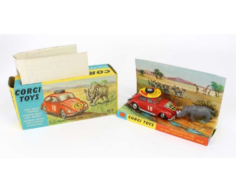 Corgi Toys No. 256 East African Safari gift set, comprising of Volkswagen 1200 Beetle with a Rhinoceros figure, housed in the