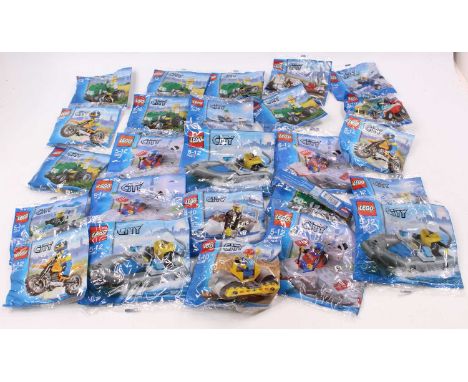 One tray containing a quantity of Lego City construction gift sets to include No. 4899 farm tractor, No. 5626 motorcycle, and