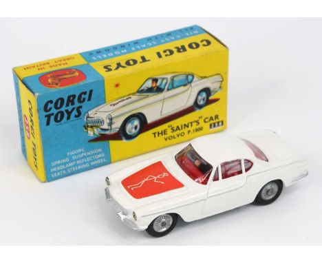 Corgi Toys No. 258 The Saints Car Volvo P1800 comprising white body with red interior and orange and white bonnet label with 