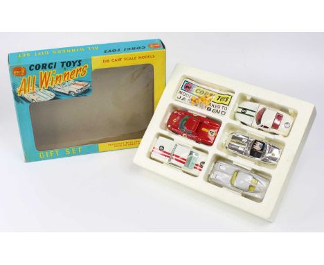 Corgi Toys, Gift Set 46, "All Winners Gift Set", comprising of E Type Jaguar, chrome body with RN2 and driver, Ford Mustang F