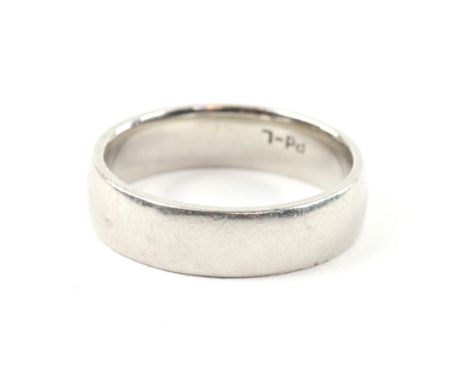 Palladium wedding band, 6mm width, stamped Pd-L, ring size U.   CONDITIONGross weight 7.5 gramsPre 2010 mark 