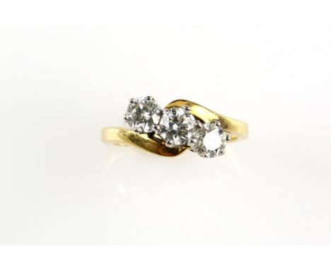 Diamond ring, set with round brilliant cut diamonds, estimated total weight 1.00 carats, ring size K, in 18 ct yellow gold, h