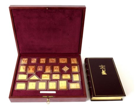 'The Empire Collection' silver-gilt proof replica stamps, with certificate of authenticity no. 1471/10000, comprising 25 gold