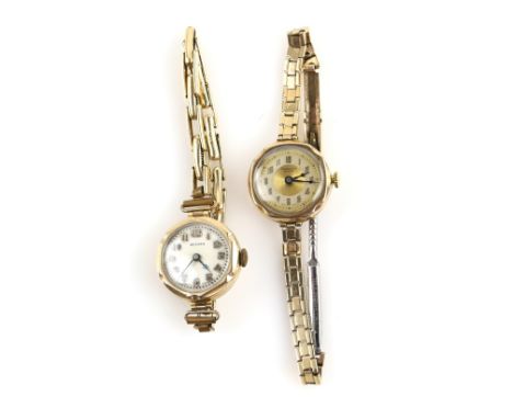 Buren A ladies  9ct gold wrist watch   the case of octagonal outline  the signed dial with gold chapter ring set with Arabic 