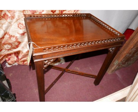 A Georgian style mahogany silver table, in the Chippendale manner, H.62cm L.61cm W.45cm 