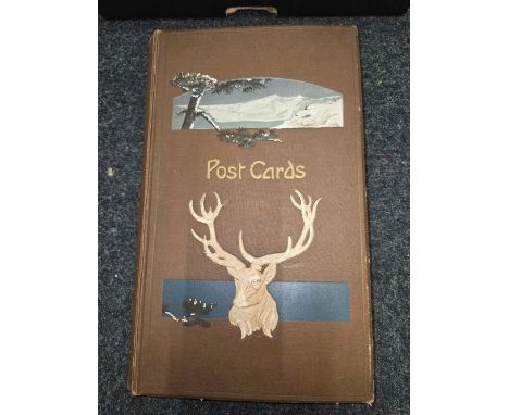 CARTON WITH AN ALBUM OF VINTAGE POSTCARDS & 2 SMALL CARTONS WITH GREETING CARDS, BIRTHDAYS, PHOTOGRAPHS, FIRST WORLD WAR & OT