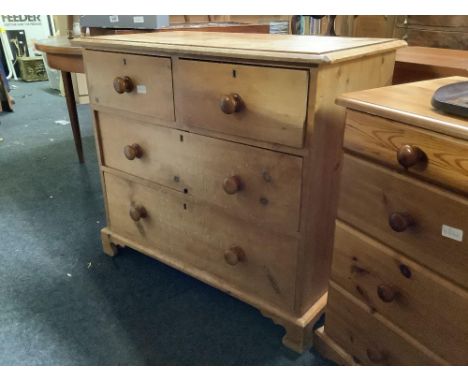 VINTAGE WOODEN CHEST OF 2 LONG & 2 SHORT DRAWERS, 3ft WIDE