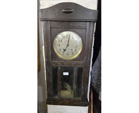 VINTAGE OAK STRIKING WALL CLOCK WITH PENDULUM