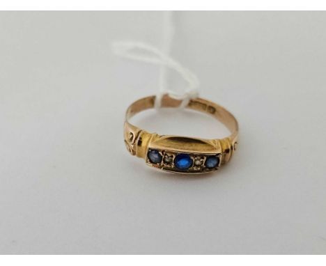 EDWARDIAN 9ct SAPPHIRE & ROSE DIAMOND RING, 1.4g