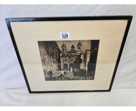 SIR FRANK BRANGWYN RA; A VIEW OF ST PETER'S IN GENOA, 1924, AN ETCHING PRINT, 12 X 14”