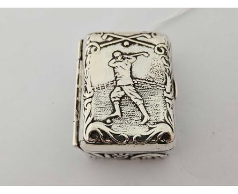 STERLING SILVER GOLF TRINKET BOX, APPROX 29g
