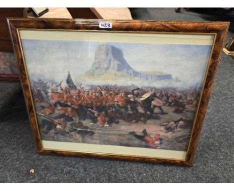 FRAMED REPRODUCTION PRINT OF CHURCHILL & ZULU BATTLE PRINT