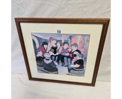 BERYL COOK; THE UNDERWEAR PARTY, COLOUR PRINT, SIGNED B COOK, 15” X 16”