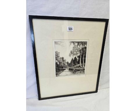 JOHN FULLWOOD FSA RBA PURE DRY POINT ETCHING.  “IN THE TROSSACHS”, SIGNED & INSCRIBED IN PENCIL, “WHERE TWINES THE PATH” ORIG