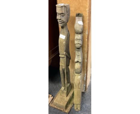 2 VINTAGE ETHNIC CARVINGS WITH SOME AGE