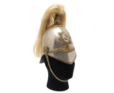 A Royal Berkshire yeomanry cavalry 1871 pattern helmet, the brass body with nickel finish with laurel band to the front and b