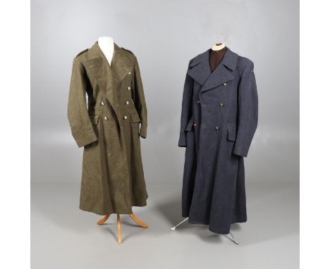 A uniform greatcoat with label, 1951 with label 'Great Coat Dismounted 1951 Patter, Size 10, Mumby &amp; Son Ltd 1952' with G