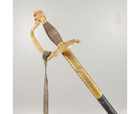 With a 79cm slender pointed blade with pointed tip, scrolling etched decoration, marked to the ricasso 'Robt Mole &amp; Sons 