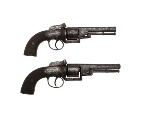 With 11.5cm octagonal barrels, marked to the top 'W. Budge Callington' with six chamber revolving barrels, each chamber with 