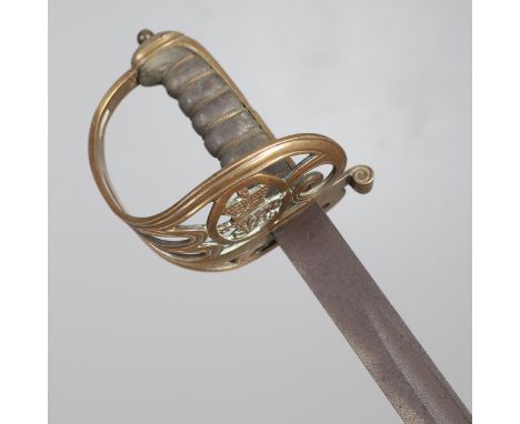 With an 83 cm pointed single edged blade with partial fuller, issue date 12 97, and other inspection marks including a broad 