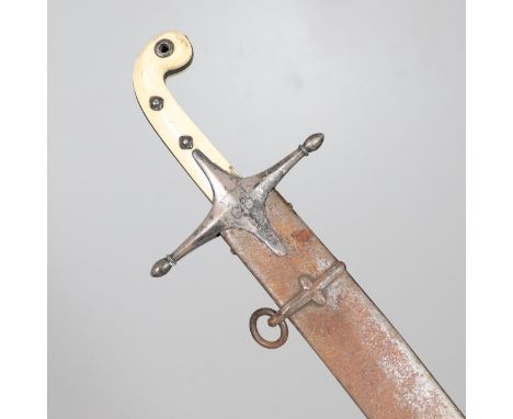 With an 81 cm gently curved and sharpened blade, with a broad fuller and shaped tip, marked to the back of the blade 'J. J. P