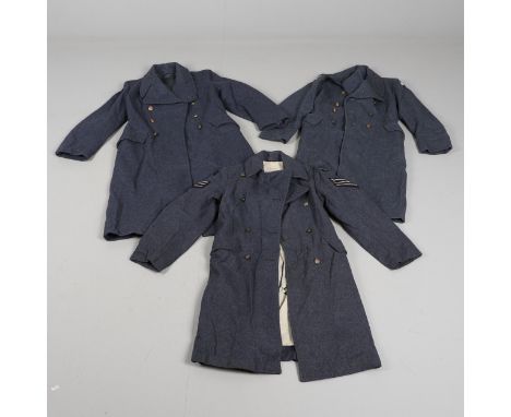 An R.A.F. uniform great coat with the rank of Flight Sergeant and AM markings for the Air Ministry internally. Two similar co