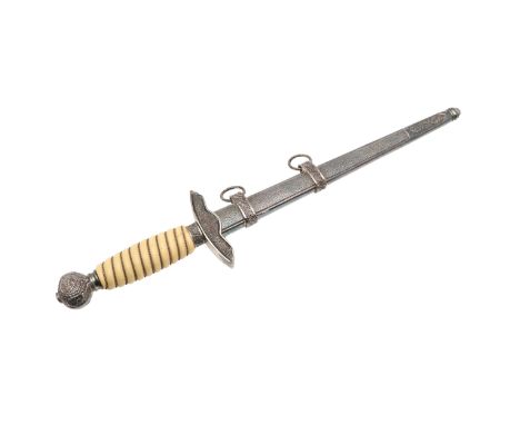 A second type Luftwaffe dagger with a 25 cm double edged, pointed blade marked for Paul Swyersberg &amp; Co. Solingen. The cr