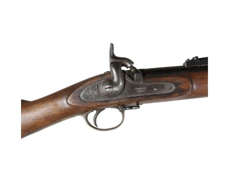 With a 99cm tapering barrel with with three grove rifling, with various proof marks, with percussion firing action, the lockp