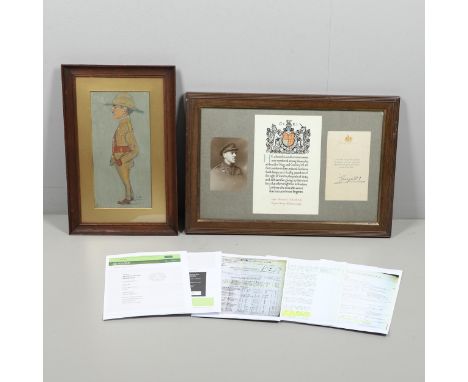 A First World War memorial scroll to Capt. Bernard Woodhouse, Royal Army Medical Corps. mounted alongside a photograph of Cap