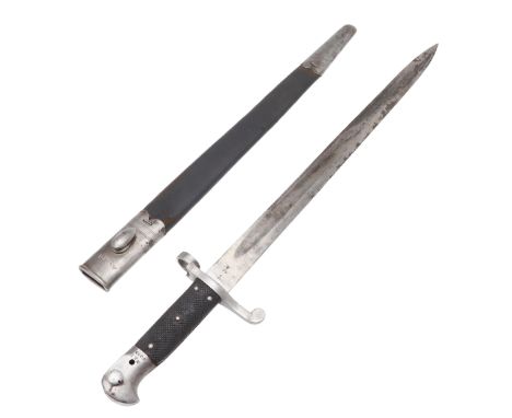 With a 46 cm pointed single edged blade with broad fuller, marked to the ricasso /89, War Department arrow and various issue 