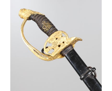 A fine quality sword with an unusually long 90cm pointed single edged blade with double fuller, marked for W. K &amp; Co. The