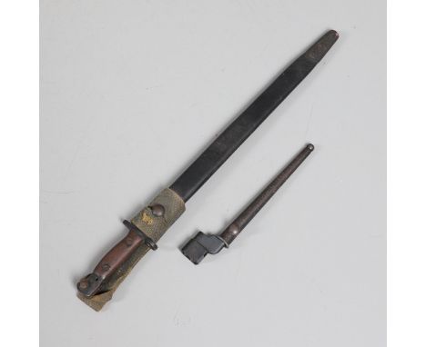 A 1907 Pattern bayonet with a 43cm single edged fullered blade, the ricasso with various marks including 'Chapman', Governmen